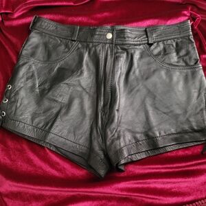 Black Leather Women's Shorts